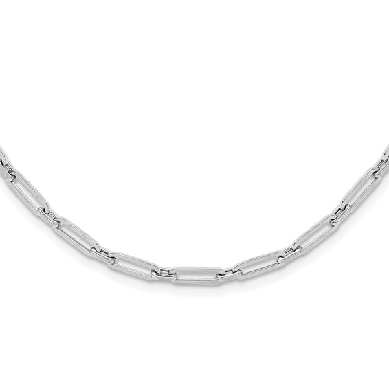 Leslie's 14K White Gold Polished Flat Oval Link Necklace