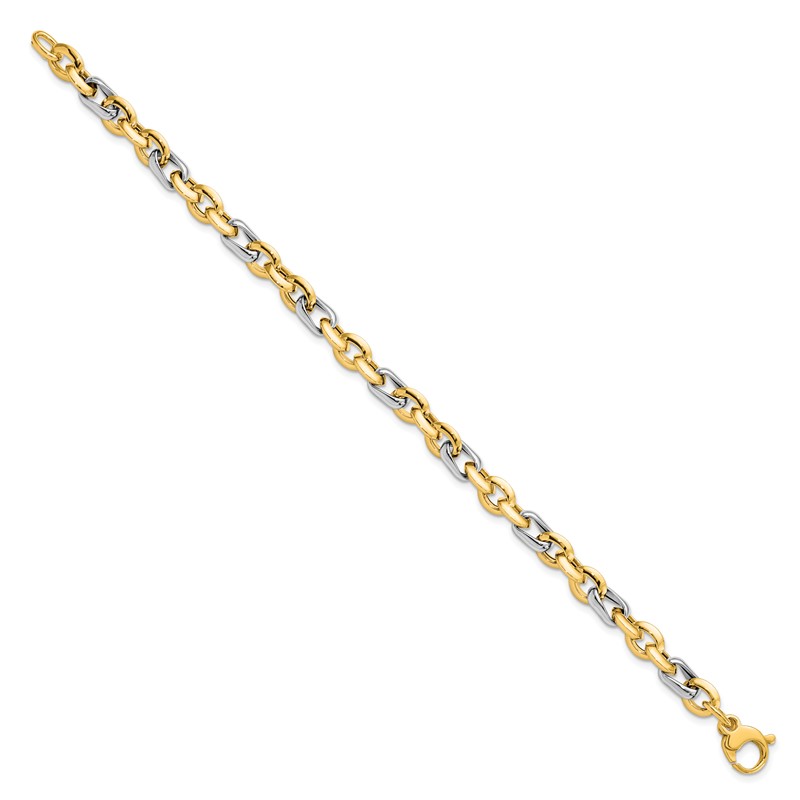 14K Two-tone Polished Fancy Link Bracelet