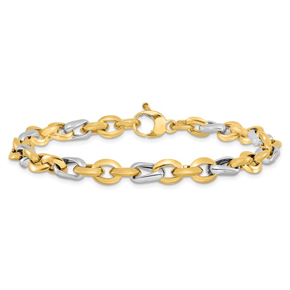Leslie's 14K Two-tone Polished Fancy Link Bracelet