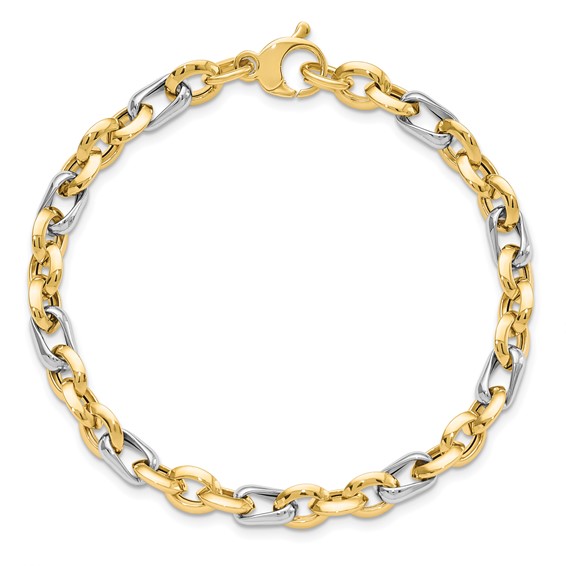 Leslie's 14K Two-tone Polished Fancy Link Bracelet