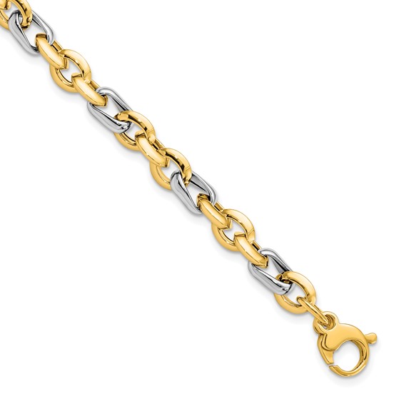 Leslie's 14K Two-tone Polished Fancy Link Bracelet