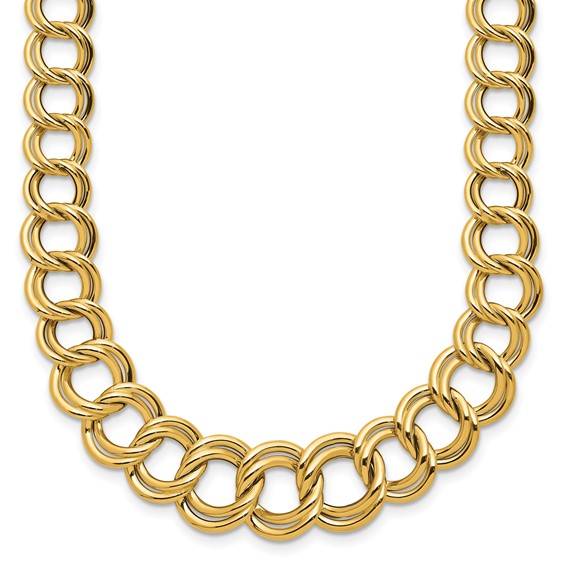 Leslie's 14K Polished Graduated Double Link Necklace