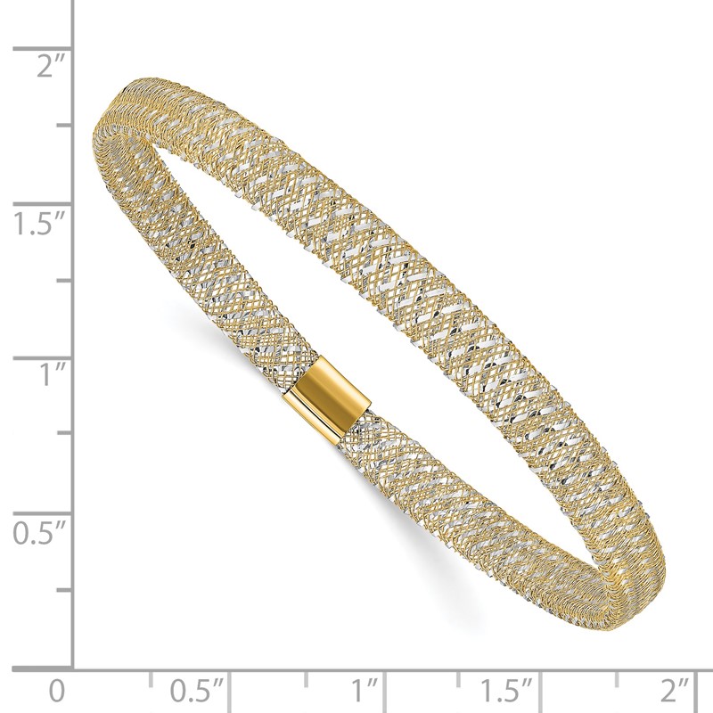 14K with Rhodium Polished Stretch Bangle