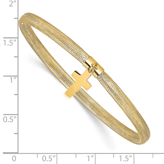 Leslie's 14K Polished Cross Charm Stretch Bangle
