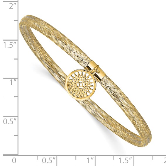 Leslie's 14K Polished Sun Charm Stretch Bangle