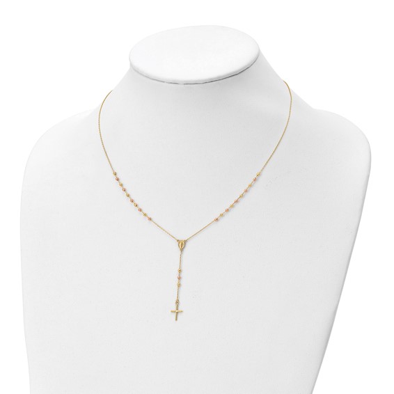 Leslie's 14K Yellow and Rose Gold Cross Y-Drop w/1.25 ext. Necklace