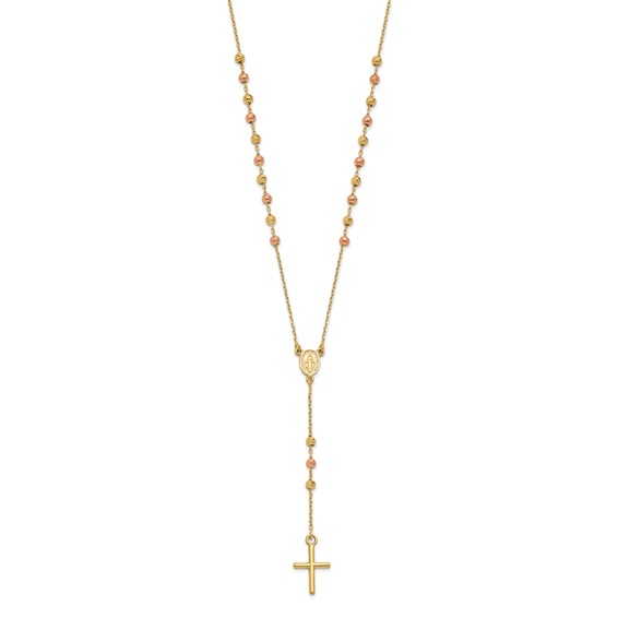 Leslie's 14K Yellow and Rose Gold Cross Y-Drop w/1.25 ext. Necklace