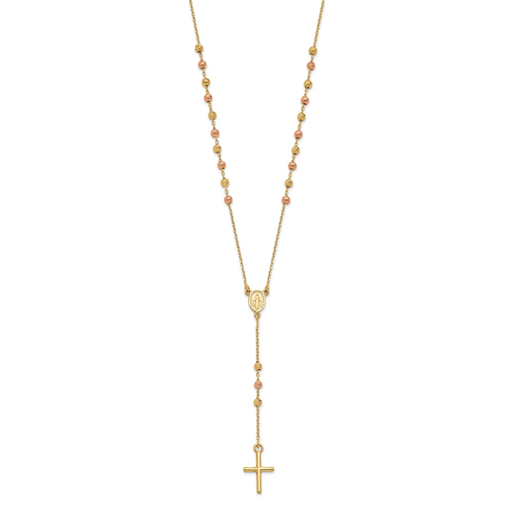 Leslie's 14K Yellow and Rose Gold Cross Y-Drop w/1.25 ext. NecklaceLF1467-16.5