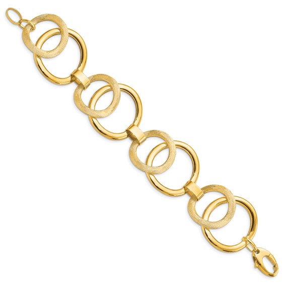 Leslie's 14k Polished Scratch-finish Fancy Link Bracelet