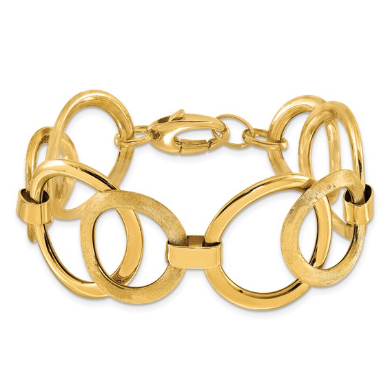 Leslie's 14k Polished Scratch-finish Fancy Link Bracelet