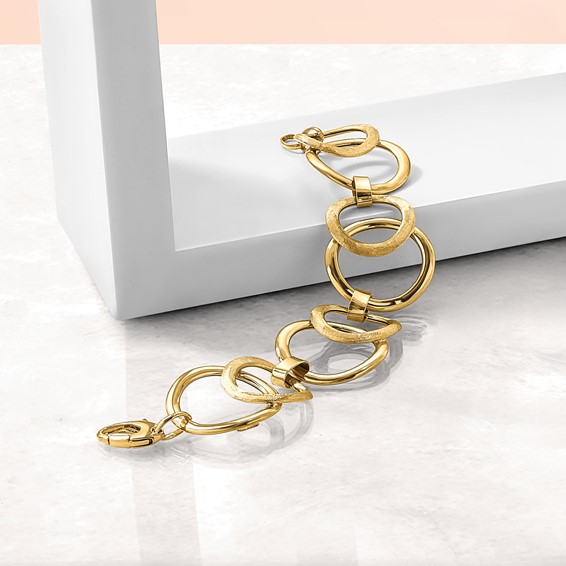 Leslie's 14k Polished Scratch-finish Fancy Link Bracelet