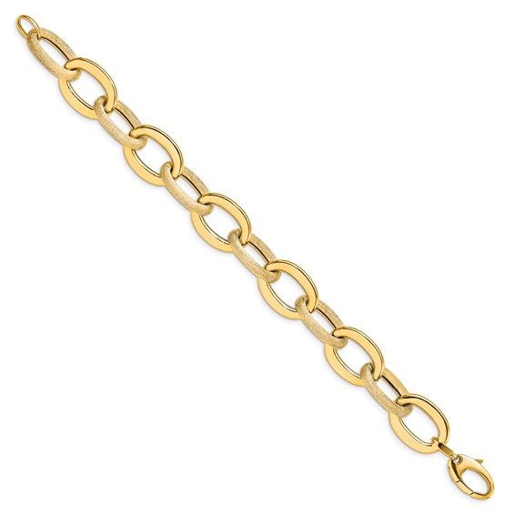Leslie's 14k Polished Scratch-finish Fancy Link Bracelet