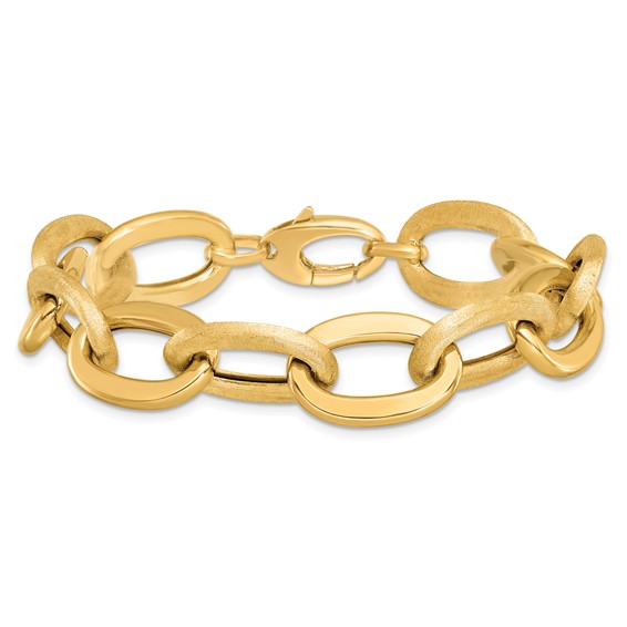 Leslie's 14k Polished Scratch-finish Fancy Link Bracelet