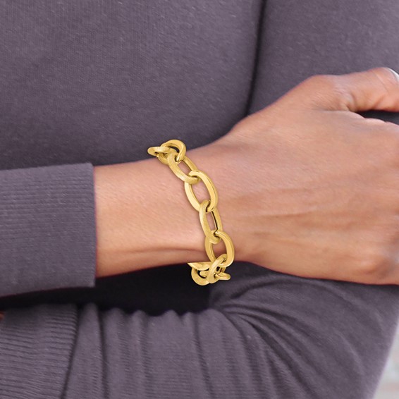 Leslie's 14k Polished Scratch-finish Fancy Link Bracelet