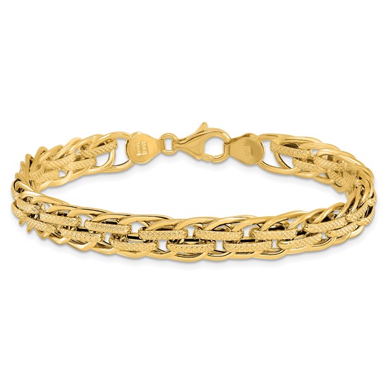 Leslie's 14K Polished Textured Fancy Link Bracelet