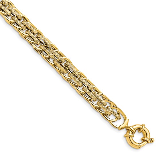 Leslie's 14K Polished Textured Fancy Link Bracelet