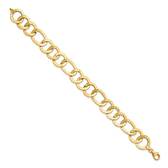 Leslie's 14K Polished Textured Fancy Link Bracelet