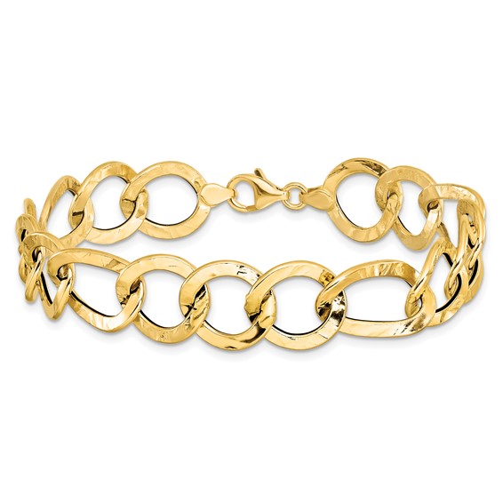Leslie's 14K Polished Textured Fancy Link Bracelet