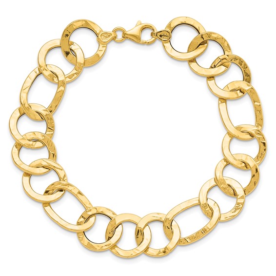 Leslie's 14K Polished Textured Fancy Link Bracelet