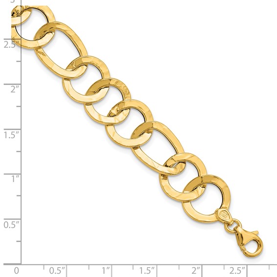 Leslie's 14K Polished Textured Fancy Link Bracelet