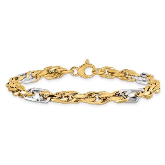Leslie's 14K Two-tone Polished Link Bracelet