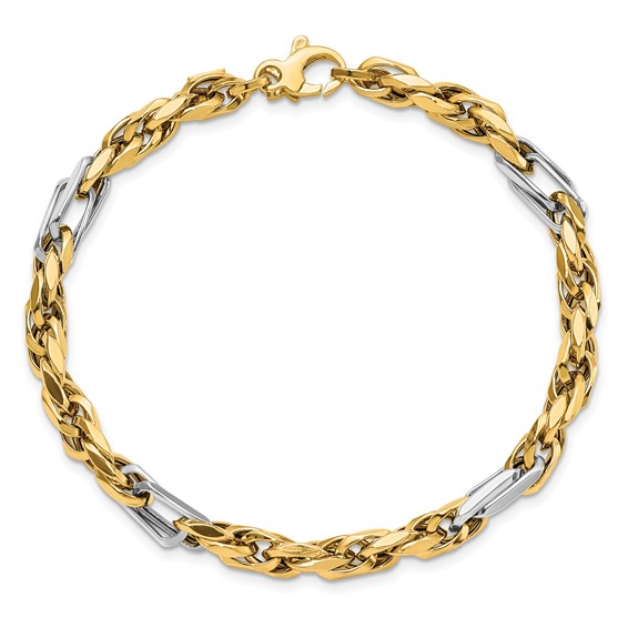 Leslie's 14K Two-tone Polished Link Bracelet