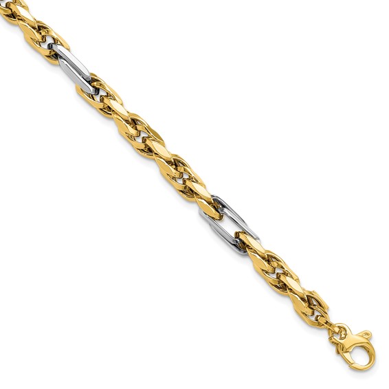 Leslie's 14K Two-tone Polished Link Bracelet