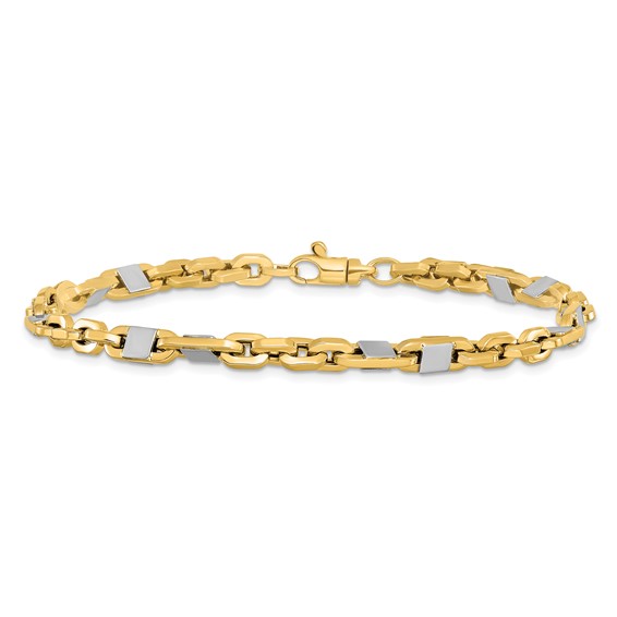 Leslie's 14K Men's Two-tone Polished Link Bracelet