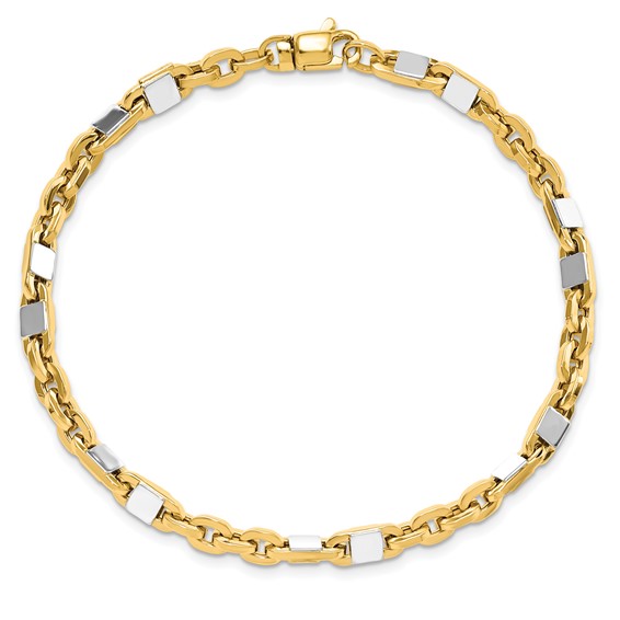 Leslie's 14K Men's Two-tone Polished Link Bracelet