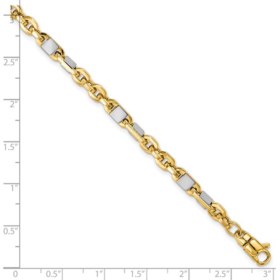 Leslie's 14K Men's Two-tone Polished Link Bracelet