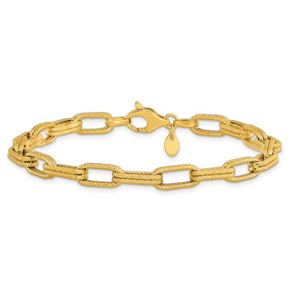 Leslie's 14k Polished Textured Fancy Link Bracelet