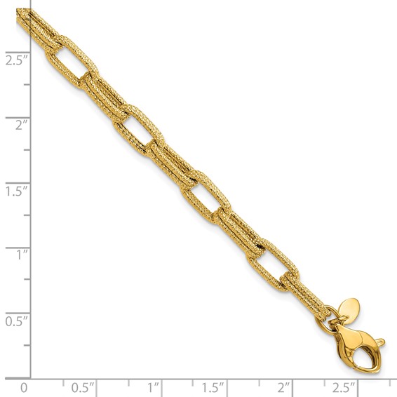 Leslie's 14k Polished Textured Fancy Link Bracelet