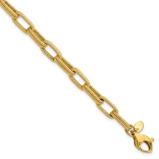 Leslie's 14k Polished Textured Fancy Link Bracelet