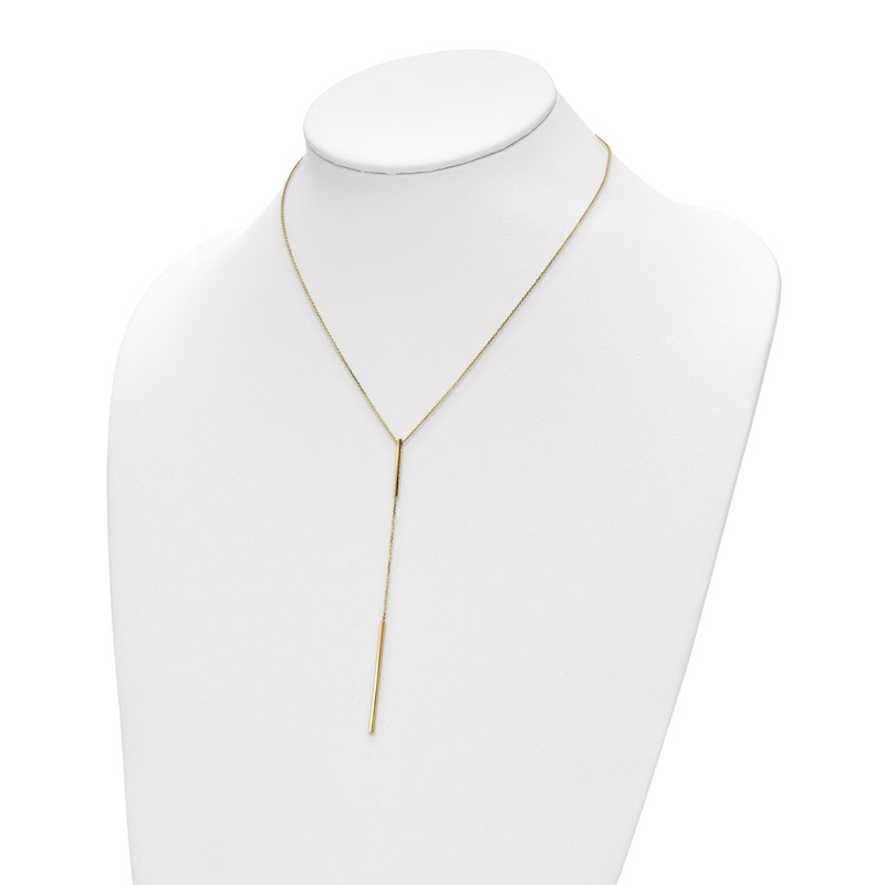 14K Polished Y-drop Bar w/ 1in ext. Necklace