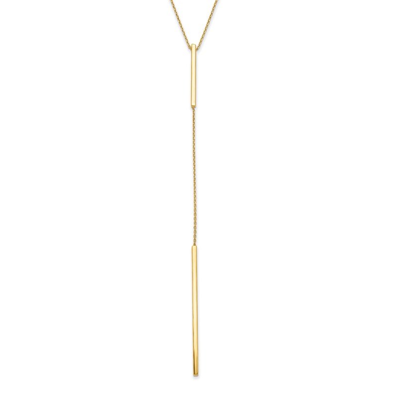 14K Polished Y-drop Bar w/ 1in ext. Necklace