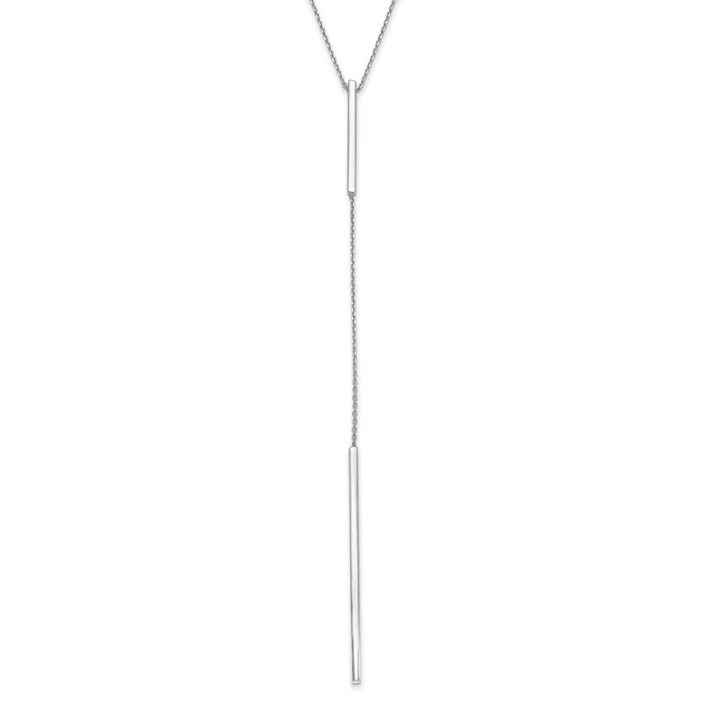 14K White Gold Polished Y-drop Bar w/ 1in ext. Necklace