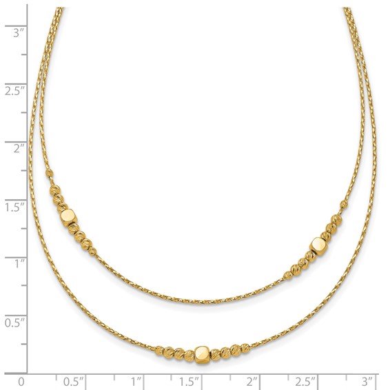 Leslie's 14K Polished D/C Beaded 2-strand w/ .75in ext Necklace