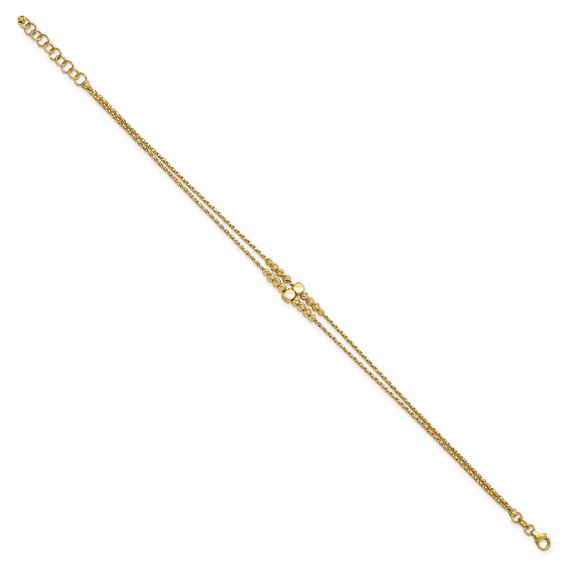 Leslie's 14K Polished D/C Beaded 2-strand w/ 1in ext Bracelet