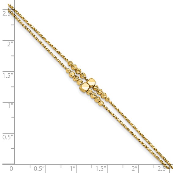 Leslie's 14K Polished D/C Beaded 2-strand w/ 1in ext Bracelet