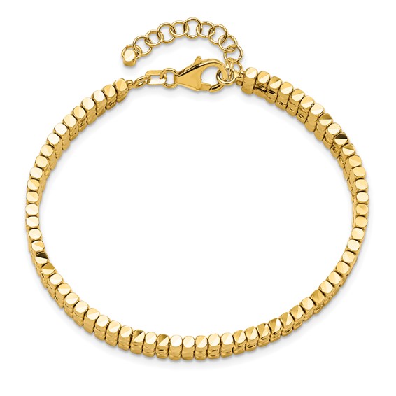 Leslie's 14K Polished D/C Flexible w/ 1in Safety Chain Cuff Bangle