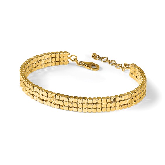 Leslie's 14K Polished D/C Flexible w/ 1in Safety Chain Cuff Bangle