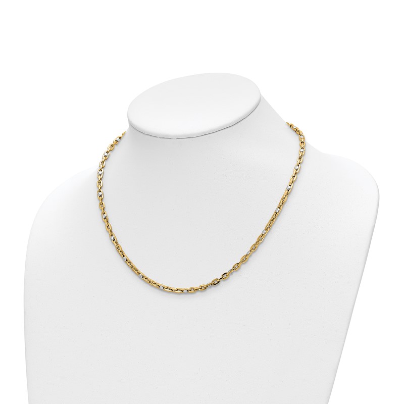 14K Two-tone Polished Link Necklace