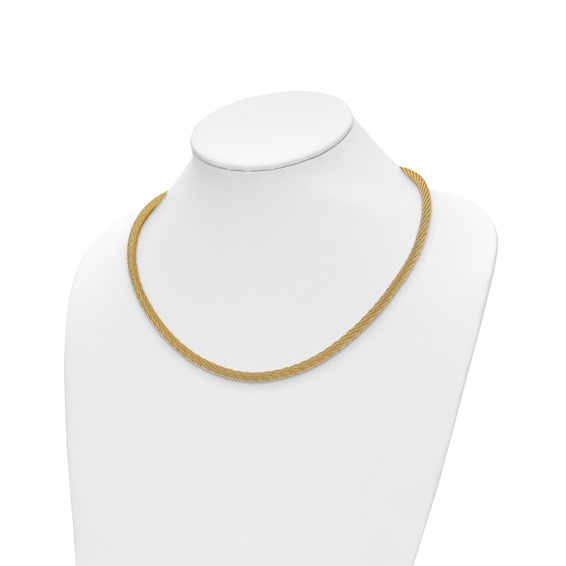 Leslie's 14K Polished Textured Mesh w/ .75in ext. Necklace