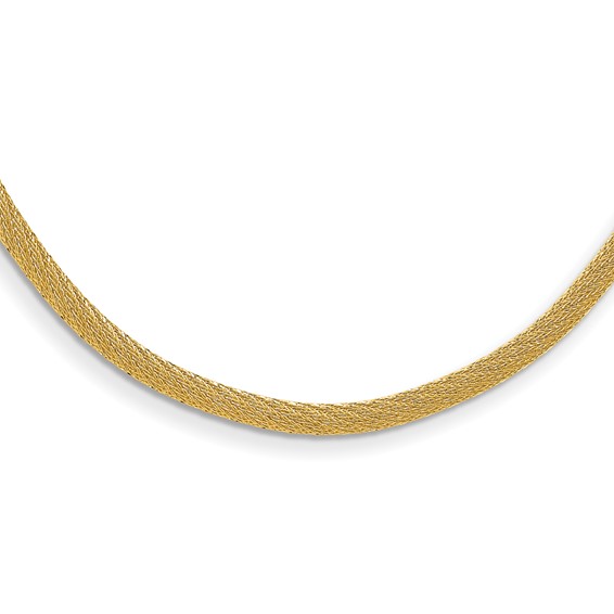 Leslie's 14K Polished Textured Mesh w/ .75in ext. Necklace