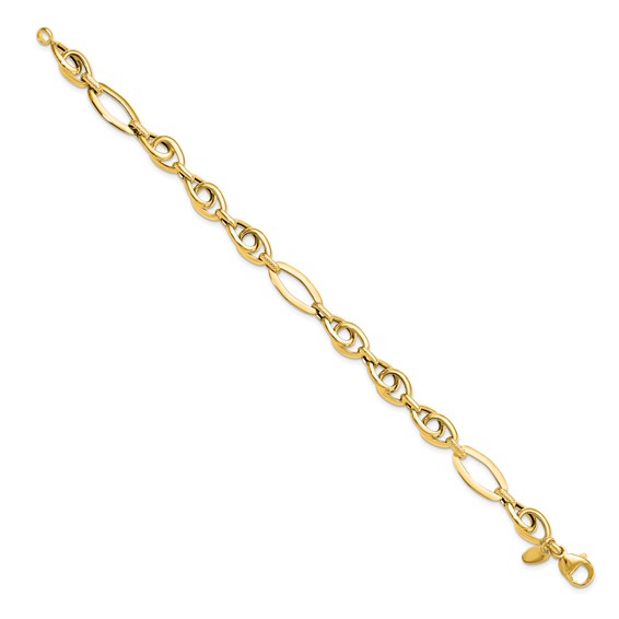 Leslie's 14k Polished Textured Fancy Link Bracelet