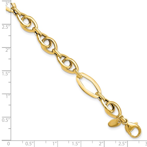Leslie's 14k Polished Textured Fancy Link Bracelet