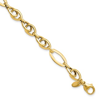 Leslie's 14k Polished Textured Fancy Link Bracelet