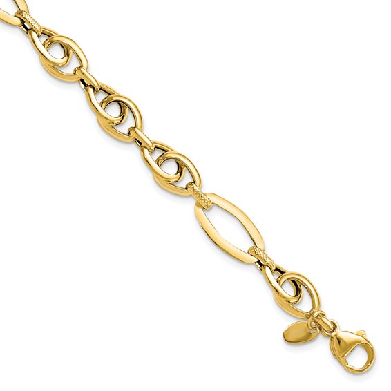 Leslie's 14k Polished Textured Fancy Link Bracelet