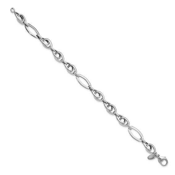 Leslie's 14k White Gold Polished Textured Fancy Link Bracelet