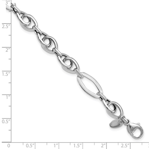 Leslie's 14k White Gold Polished Textured Fancy Link Bracelet